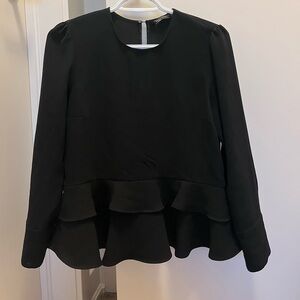 Zara Black Ruffle Blouse size xs